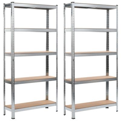 vidaXL Opbergrekken 2 st 90x30x180 cm staal en MDF zilverkleurig vidaXL Opbergrekken 2 st 90x30x180 cm staal en MDF zilverkleurig
