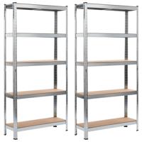 vidaXL Opbergrekken 2 st 90x30x180 cm staal en MDF zilverkleurig - thumbnail