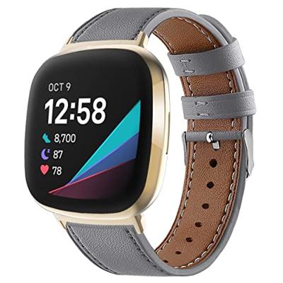 Fitbit Versa 3/4 & Sense 1/2 leren bandje - Grijs Fitbit Versa 3/4 & Sense 1/2 leren bandje - Grijs