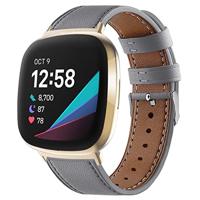 Fitbit Versa 3/4 & Sense 1/2 leren bandje - Grijs - thumbnail