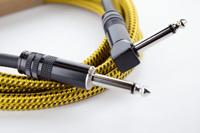 Cordial 14777 Jackplug Instrumenten Aansluitkabel [1x Jackplug male 6,3 mm (mono) - 1x Jackplug male 6,3 mm (mono)] 5 m Zwart, Geel Textielmantel - thumbnail