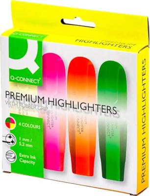 Q-CONNECT Premium markeerstift, geassorteerde kleuren, pak van 4 stuks