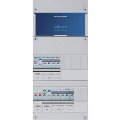 Groepenkast Hager VKG43E-F 7-groepenverdeler met fornuisgroep en hoofdschakelaar 2x ALS 30mA 1-fase