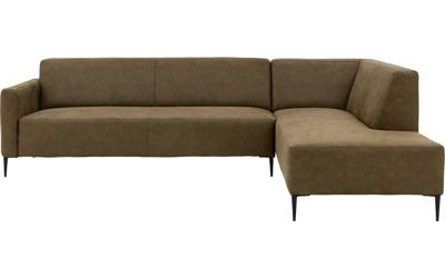 Goossens Bank Key West groen, micro leer, 3-zits, modern design met ligelement rechts