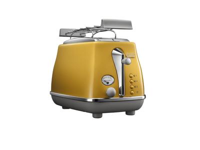 DELONGHI ICONA CAPITALS Broodrooster 2 sneetjes - 900W - Broodrooster met 3 functies - Inclusief gebakverwarmer - Geel DELONGHI ICONA CAPITALS Broodrooster 2 sneetjes - 900W - Broodrooster met 3 functies - Inclusief gebakverwarmer - Geel