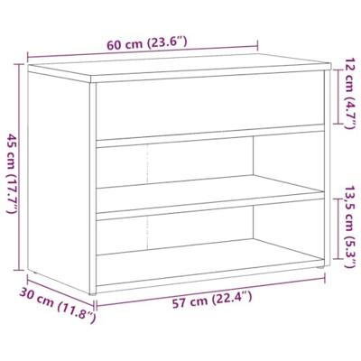 Schoenenbankje 60x30x45 cm bewerkt hout artisanaal eikenkleur