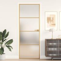 VidaXL Binnendeur smal 76x201,5 cm gehard glas en aluminium goudkleur - thumbnail