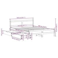 Bedframe zonder matras massief grenenhout 135x190 cm - thumbnail