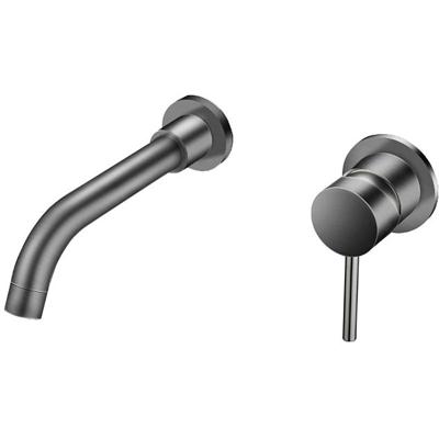 Wastafelkraan - Leoni - Inbouw - met Inbouwdeel - Waterbesparend - Gunmetal Grijs - PVD Coating