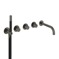 Hotbath Cobber Inbouw bad thermostaat met 2 stopkranen met uitloop verouderd ijzer HBCB7072 / CB7072EXTAI - thumbnail