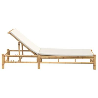 Ligstoel met kussens 55x199x30 cm bamboe Ligstoel met kussens 55x199x30 cm bamboe