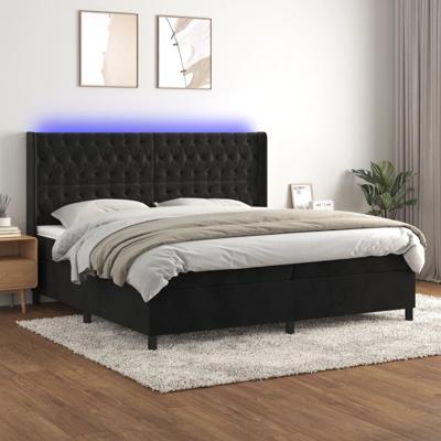 Boxspring met matras en LED fluweel zwart 200x200 cm