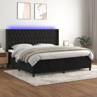 Boxspring met matras en LED fluweel zwart 200x200 cm - thumbnail