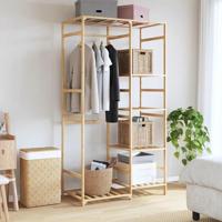 Kledingrek met schappen 100x50x184,5 cm bamboe - thumbnail