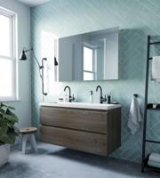 Ben Vario badmeubel incl. wastafel met 2 kraangaten 120x51x64cm sepia eiken - thumbnail