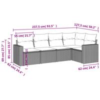 5-delige Loungeset met kussens poly rattan zwart - thumbnail