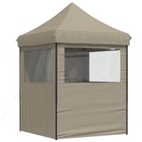 Partytent inklapbaar pop-up met 4 zijwanden taupe - thumbnail