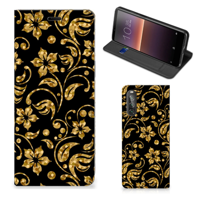 Sony Xperia 10 II Smart Cover Gouden Bloemen Sony Xperia 10 II Smart Cover Gouden Bloemen
