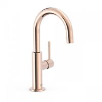 Wastafelmengkraan Tres Study Exclusive 27,5 cm met Hendel Uitloop Gebogen Rond Rosé Goud - thumbnail