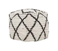 MUST Living Poef 'Princess' 40cm, kleur Wit / Zwart - thumbnail