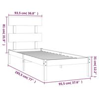 Bedframe massief hout wit 90x190 cm - thumbnail