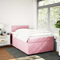 Boxspring met matras fluweel roze 120x200 cm - thumbnail