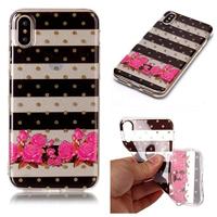 Softcase strepen en bloemen hoes iPhone X / XS - thumbnail