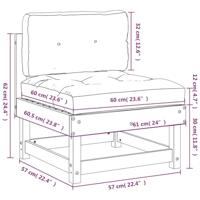 Middenbank met kussens massief grenenhout grijs - thumbnail