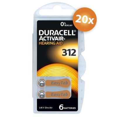 Voordeelpak Duracell gehoorapparaat batterijen - Type 312 (bruin) - 20 x 6 stuks Voordeelpak Duracell gehoorapparaat batterijen - Type 312 (bruin) - 20 x 6 stuks