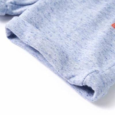 Kindershorts met trekkoord 116 gemleerd blauw - thumbnail