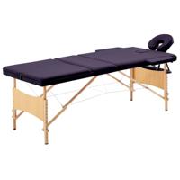 VidaXL Massagetafel inklapbaar 3 zones hout paars - thumbnail