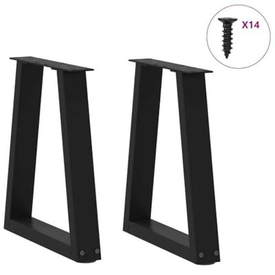 Eettafelpoten 2 st V-vormig 38x(42-43,3) cm staal zwart