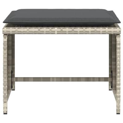 Tuinstoel met voetenbank poly rattan lichtgrijs