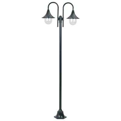 Paalverlichting tuin E27 220 cm aluminium donkergroen 2-delig