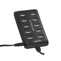 LogiLink UA0125 USB 2.0-hub 10 poorten Zwart - thumbnail