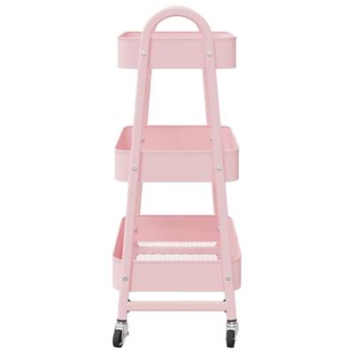 VidaXL Opbergtrolley 3-laags roze 42x41,5x77 cm staal - thumbnail