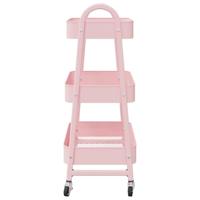 VidaXL Opbergtrolley 3-laags roze 42x41,5x77 cm staal - thumbnail