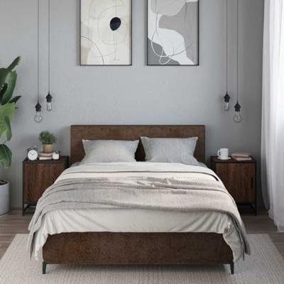 Nachtkastjes 2 st 40x31x50cm bewerkt hout en metaal bruin eiken