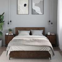 Nachtkastjes 2 st 40x31x50cm bewerkt hout en metaal bruin eiken - thumbnail