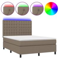 Boxspring met matras en LED stof taupe 140x190 cm - thumbnail