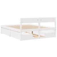 Bedframe zonder matras massief grenenhout wit 150x200 cm - thumbnail