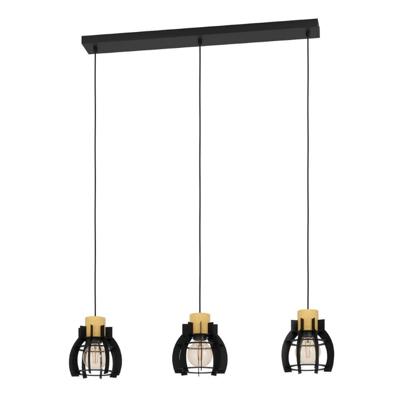 Eglo 3-lichts hanglampStillington 1 zwart met hout - 43925