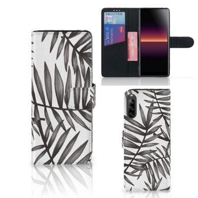 Sony Xperia L4 Hoesje Leaves Grey Sony Xperia L4 Hoesje Leaves Grey