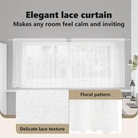 VidaXL Kantgordijn met gordijnen bloemen wit 160 x 300 cm polyester - thumbnail