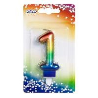Kaarsje Regenboog Cijfer 1 - thumbnail