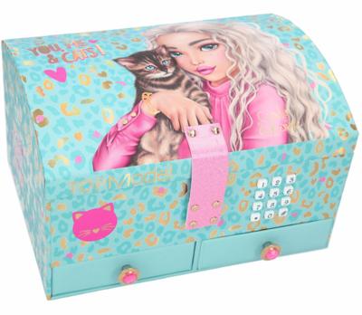 TOPModel sieradendoos meisjes 20 x 15,7 cm turquoise/roze
