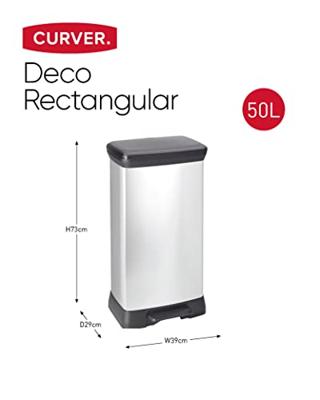 Curver Deco bin metalics 240643 Afvalbak 50 l (b x h x d) 390 x 720 x 290 mm Zilver, Zwart 1 stuk(s)