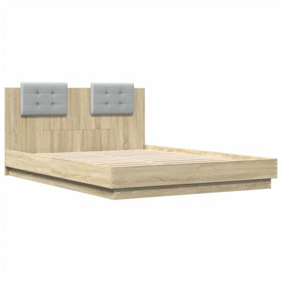 Bedframe met hoofdeinde bewerkt hout sonoma eiken 150x200 cm - thumbnail