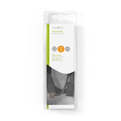 Nedis CCGB60010BK20 Usb 2.0-kabel A Male - A Female 2,0 M Zwart - thumbnail