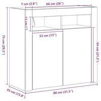 Dressoir Zwart Eiken 80 x 35 x 75 cm Bewerkt hout - thumbnail